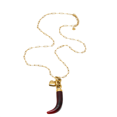 COLLAR ZO15054N/75CM DORADO ROJO ACERO INOXIDABLE E54
