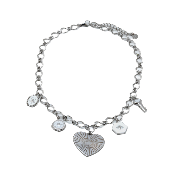 COLLAR ZO12297N PLATEADO ACERO INOXIDABLE 2D35