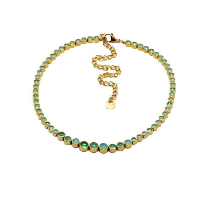 COLLAR ZO15785N DORADO VERDE ACERO INOXIDABLE