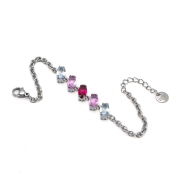 PULSERA ZO15434B PLATEADO ROSA ACERO INOXIDABLE