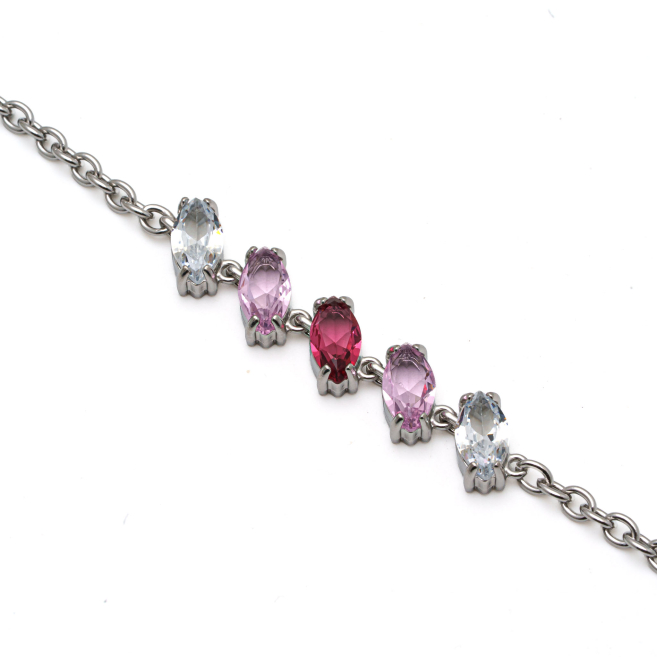 PULSERA ZO15434B PLATEADO ROSA ACERO INOXIDABLE