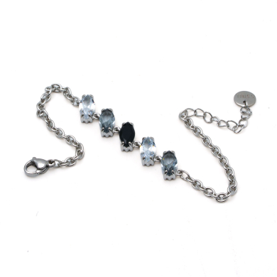 PULSERA ZO15434B PLATEADO BLANCO/NEGRO ACERO INOXIDABLE