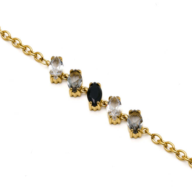 PULSERA ZO15434B DORADO BLANCO/NEGRO ACERO INOXIDABLE