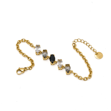 PULSERA ZO15434B DORADO BLANCO/NEGRO ACERO INOXIDABLE