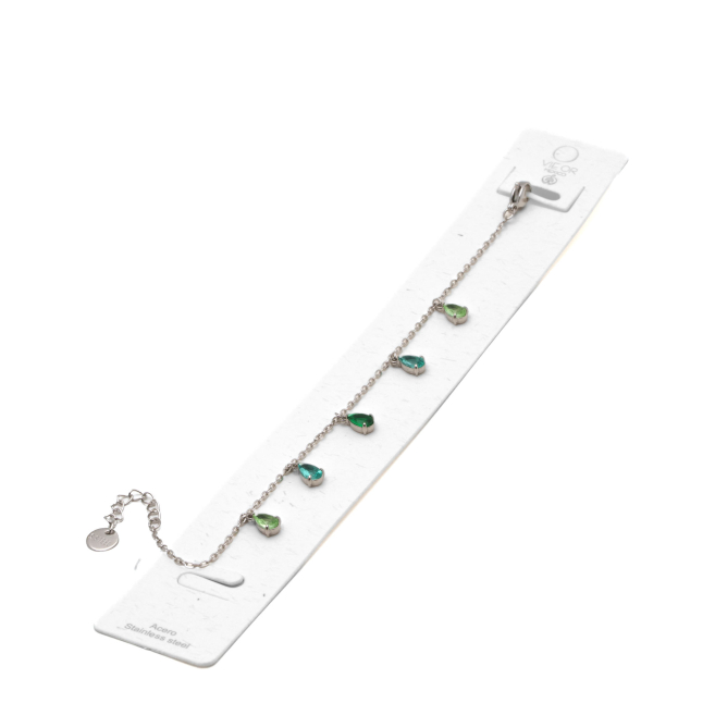 PULSERA ZO15463B PLATEADO VERDE ACERO INOXIDABLE 2B31