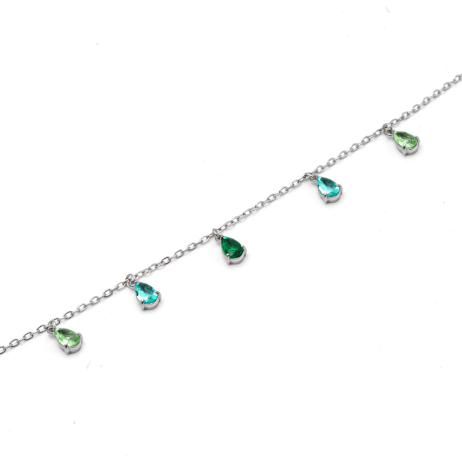 PULSERA ZO15463B PLATEADO VERDE ACERO INOXIDABLE 2B31