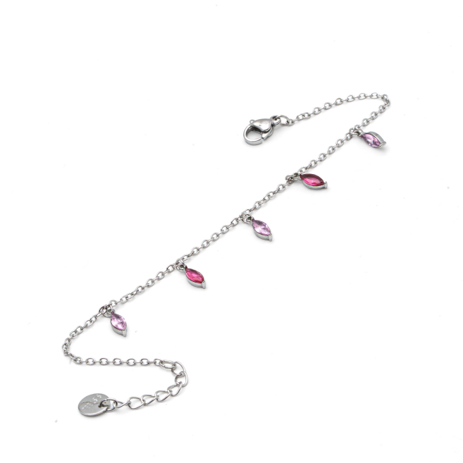PULSERA ZO15465B PLATEADO ROSA ACERO INOXIDABLE