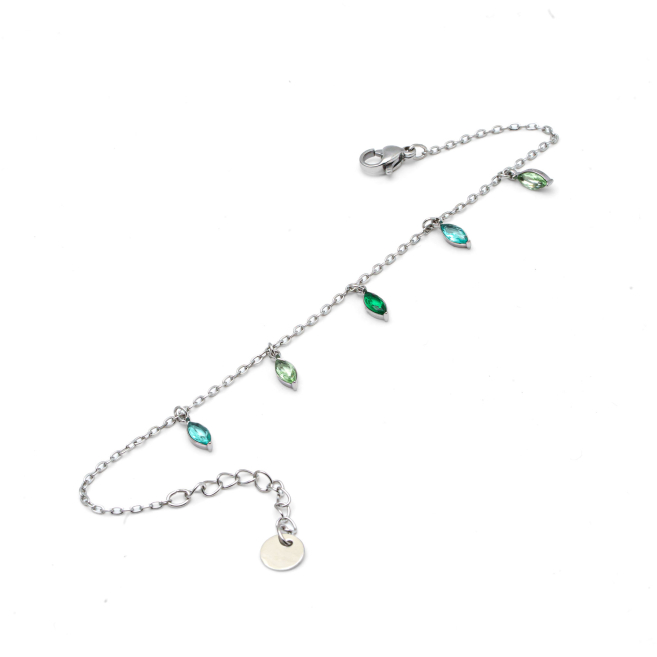 PULSERA ZO15465B PLATEADO VERDE ACERO INOXIDABLE