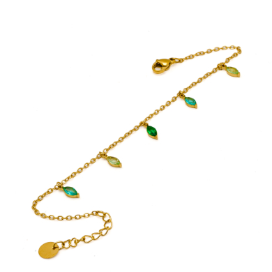 PULSERA ZO15465B DORADO VERDE ACERO INOXIDABLE
