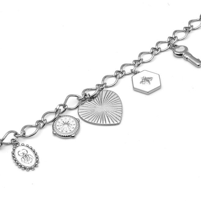 PULSERA ZO12296B PLATEADO ACERO INOXIDABLE