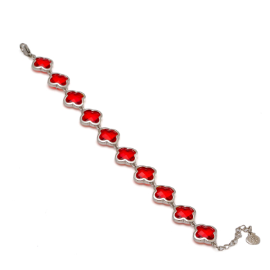PULSERA ZO13109B PLATEADO ROJO ACERO INOXIDABLE