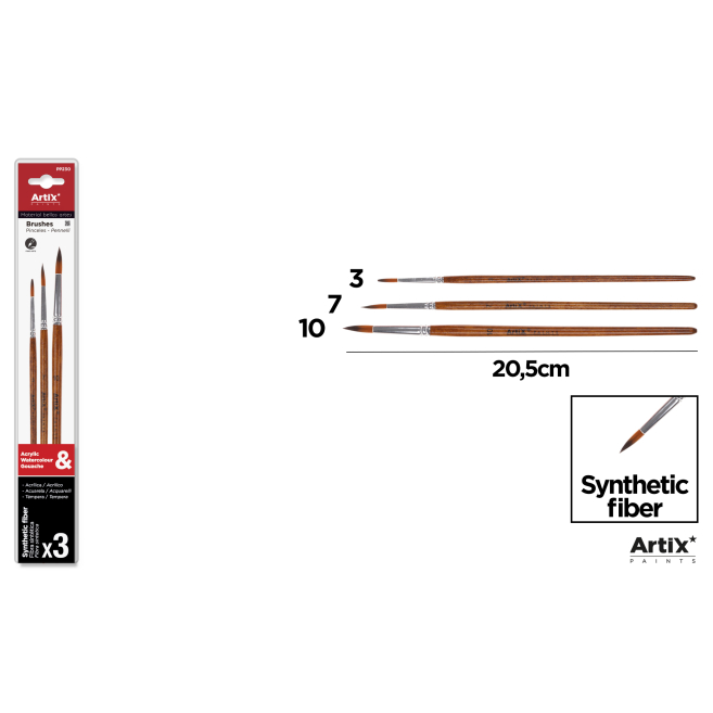 PINCEL REDONDO PROFESIONAL 3 UDS -3 -7 -10 - E25