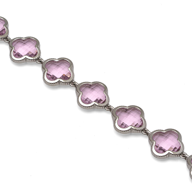 PULSERA ZO13109B PLATEADO ROSA ACERO INOXIDABLE