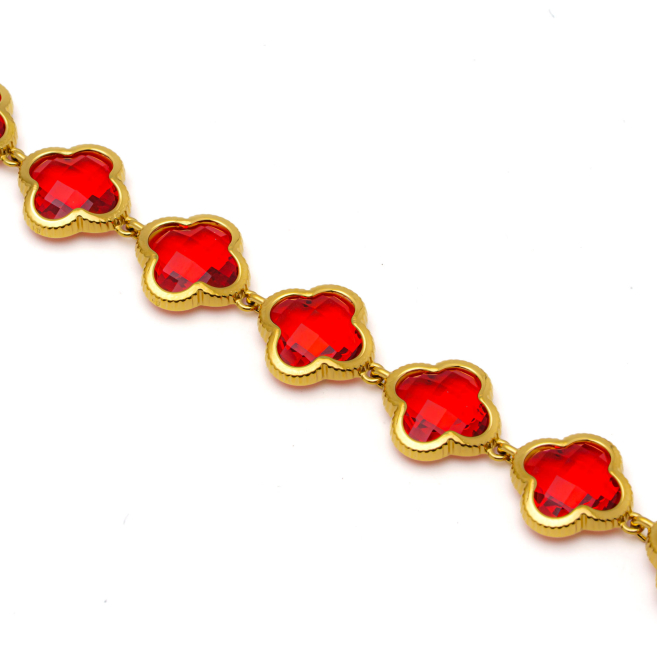 PULSERA ZO13109B DORADO ROJO ACERO INOXIDABLE