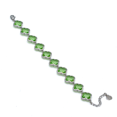 PULSERA ZO13109B PLATEADO VERDE ACERO INOXIDABLE