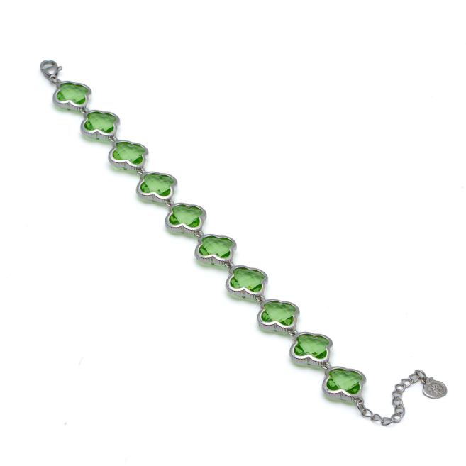 PULSERA ZO13109B PLATEADO VERDE ACERO INOXIDABLE