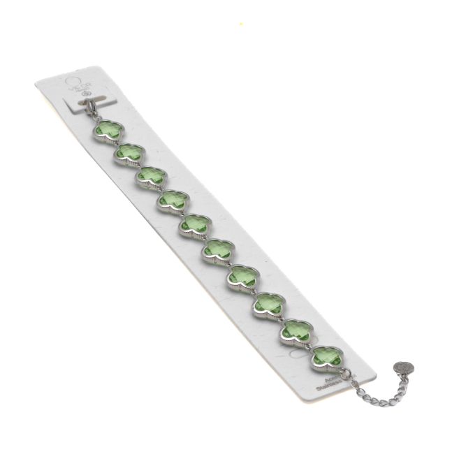 PULSERA ZO13109B PLATEADO VERDE ACERO INOXIDABLE