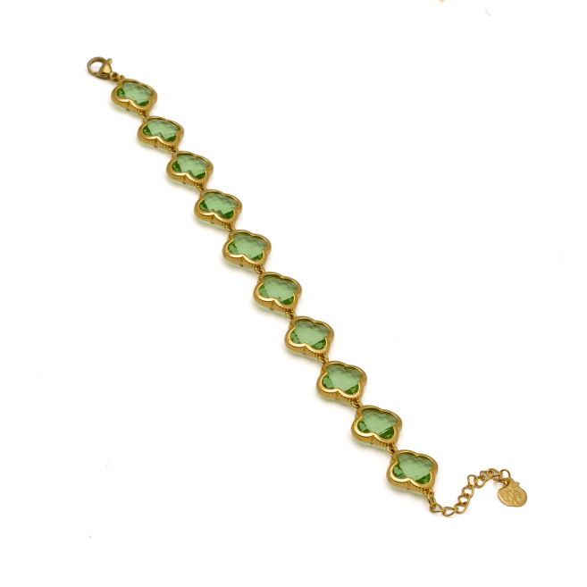 PULSERA ZO13109B DORADO VERDE ACERO INOXIDABLE