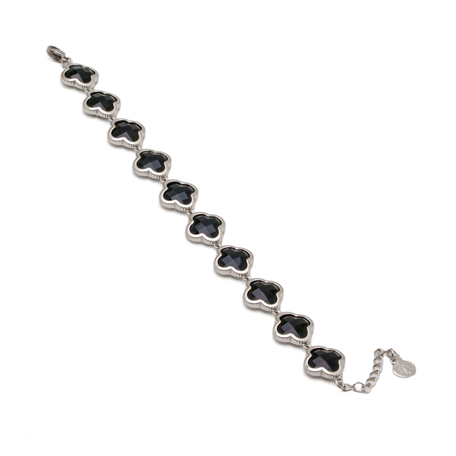 PULSERA ZO13109B PLATEADO NEGRO ACERO INOXIDABLE