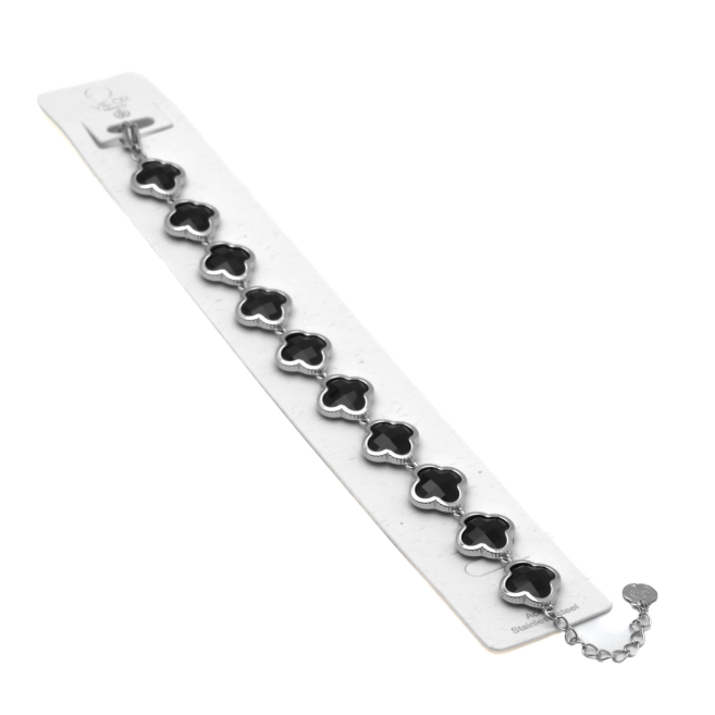PULSERA ZO13109B PLATEADO NEGRO ACERO INOXIDABLE