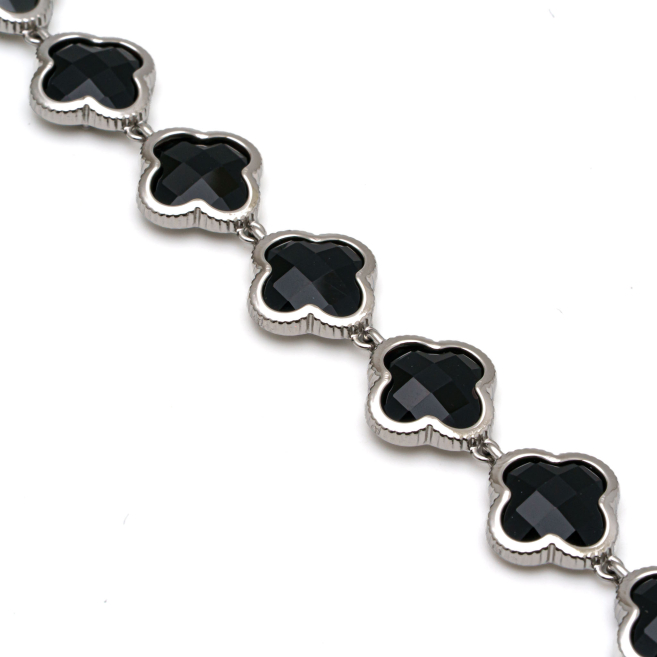 PULSERA ZO13109B PLATEADO NEGRO ACERO INOXIDABLE