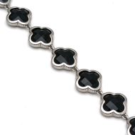 PULSERA ZO13109B PLATEADO NEGRO ACERO INOXIDABLE