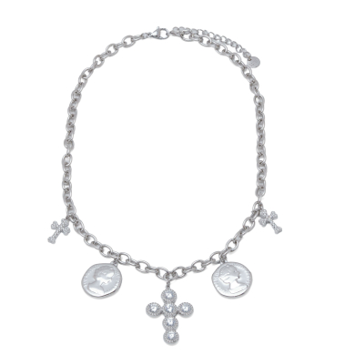 COLLAR ZO15687N PLATEADO ACERO INOXIDABLE 2D15