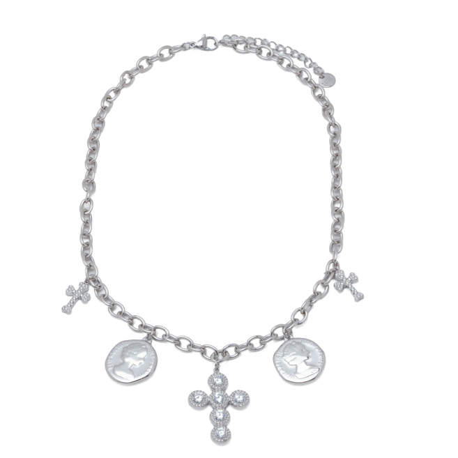 COLLAR ZO15687N PLATEADO ACERO INOXIDABLE 2D15