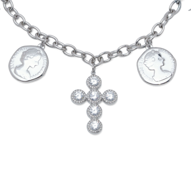 COLLAR ZO15687N PLATEADO ACERO INOXIDABLE 2D15