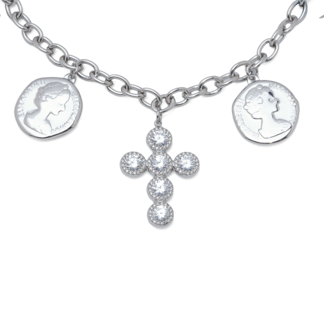 COLLAR ZO15687N PLATEADO ACERO INOXIDABLE 2D15