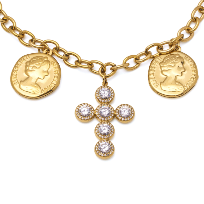 COLLAR ZO15687N DORADO ACERO INOXIDABLE 2D15