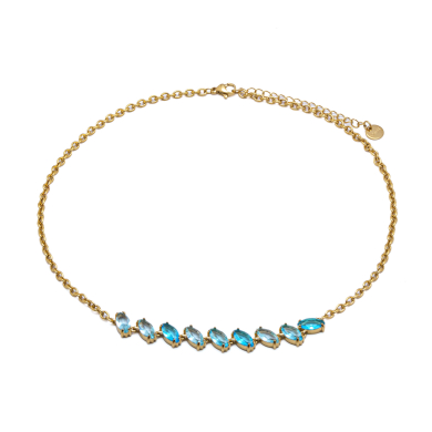 COLLAR ZO15435N DORADO AZUL ACERO INOXIDABLE E59