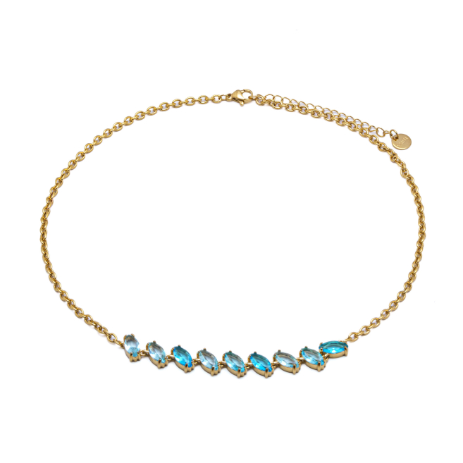 COLLAR ZO15435N DORADO AZUL ACERO INOXIDABLE E59