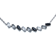 COLLAR ZO15435N PLATEADO BLANCO/NEGRO ACERO INOXIDABLE E59