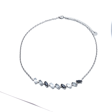 COLLAR ZO15435N PLATEADO BLANCO/NEGRO ACERO INOXIDABLE E59