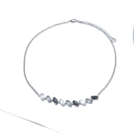 COLLAR ZO15435N PLATEADO BLANCO/NEGRO ACERO INOXIDABLE E59