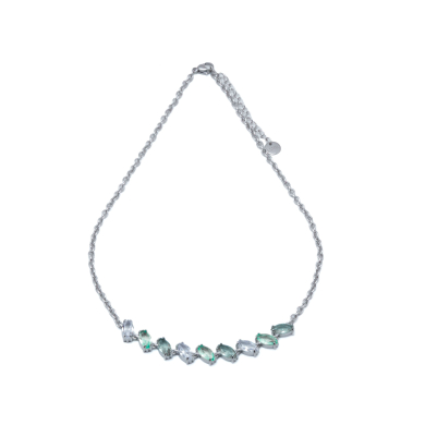 COLLAR ZO15435N PLATEADO VERDE ACERO INOXIDABLE E59