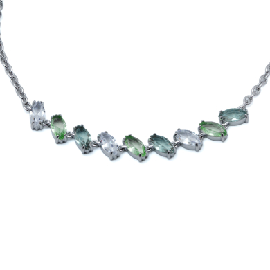 COLLAR ZO15435N PLATEADO VERDE ACERO INOXIDABLE E59