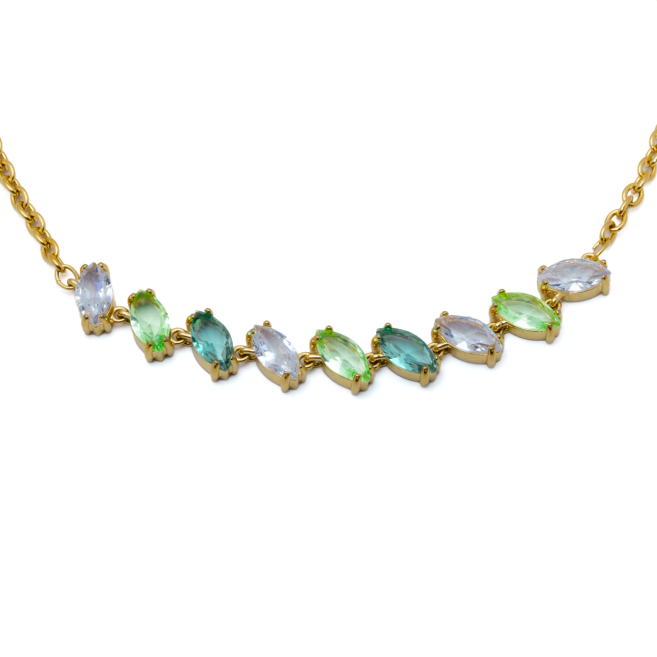 COLLAR ZO15435N DORADO VERDE ACERO INOXIDABLE E59