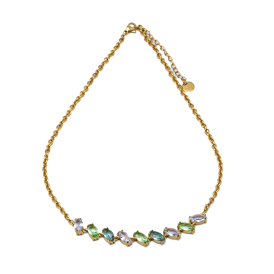 COLLAR ZO15435N DORADO VERDE ACERO INOXIDABLE E59