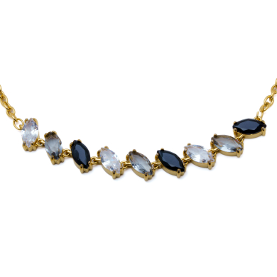 COLLAR ZO15435N DORADO BLANCO/NEGRO ACERO INOXIDABLE E59