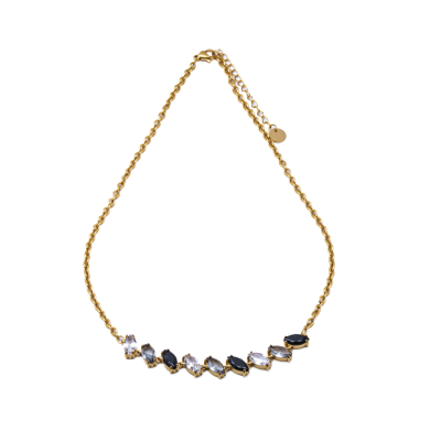COLLAR ZO15435N DORADO BLANCO/NEGRO ACERO INOXIDABLE E59