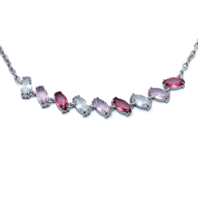 COLLAR ZO15435N PLATEADO ROSA ACERO INOXIDABLE E59
