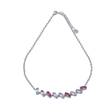 COLLAR ZO15435N PLATEADO ROSA ACERO INOXIDABLE E59