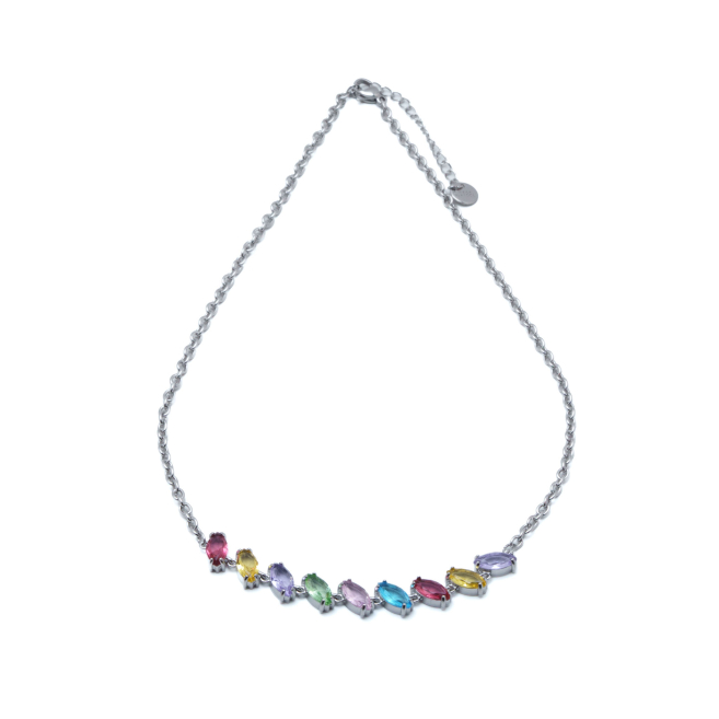 COLLAR ZO15435N PLATEADO MULTICOLOR ACERO INOXIDABLE E59