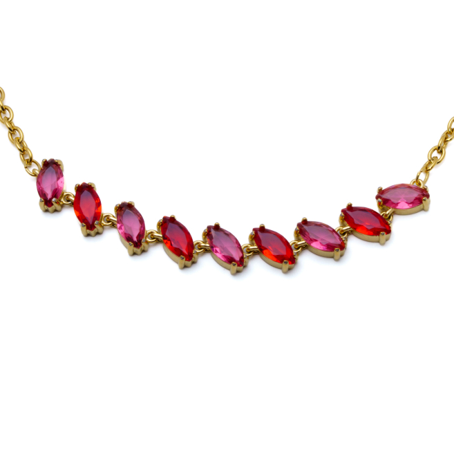 COLLAR ZO15435N DORADO ROJO ACERO INOXIDABLE E59