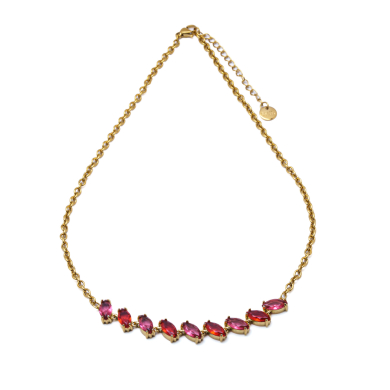 COLLAR ZO15435N DORADO ROJO ACERO INOXIDABLE E59