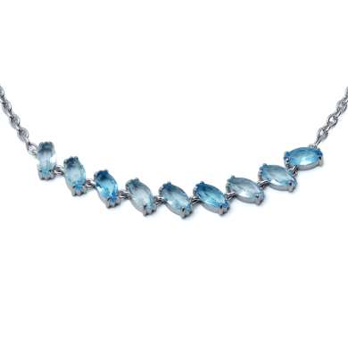 COLLAR ZO15435N PLATEADO AZUL ACERO INOXIDABLE E59