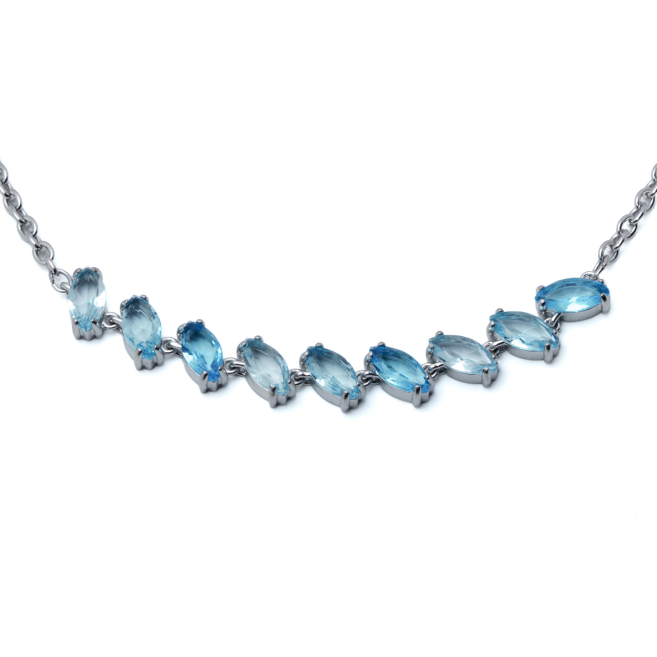 COLLAR ZO15435N PLATEADO AZUL ACERO INOXIDABLE E59