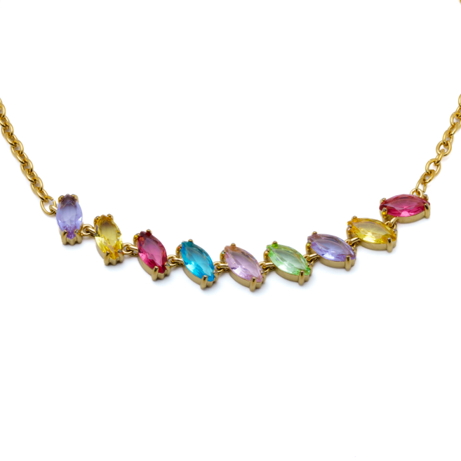 COLLAR ZO15435N DORADO MULTICOLOR ACERO INOXIDABLE E59